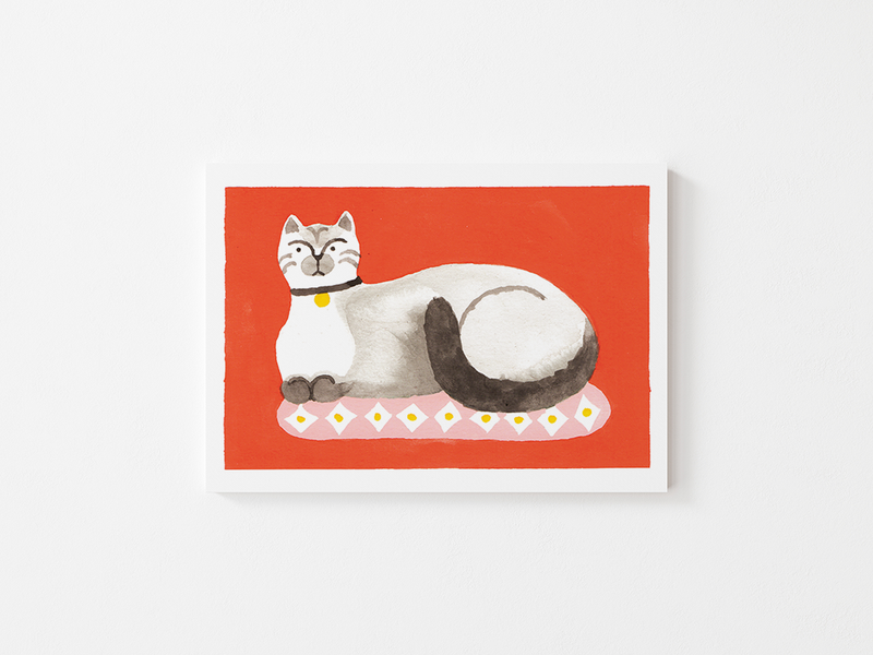 Chat by Julie Brouant | DeCasa -ヨーロッパのアートポスターショップ | インテリアアート | カラフルアート | 海外ポスター | フランス | パリ | 動物 | アニマル | 猫 |  | レッド | おしゃれポスター | 可愛い