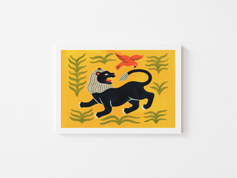 Lion by Julie Brouant | DeCasa -ヨーロッパのアートポスターショップ | インテリアアート | カラフルアート | 海外ポスター | フランス | パリ | 動物 | ライオン | オオム | 暖色 | イエロー | ブラック | 黄色 | おしゃれポスター | 可愛い