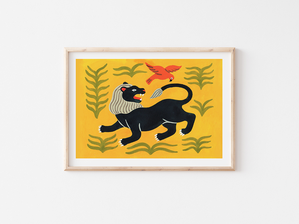 Lion by Julie Brouant | DeCasa -ヨーロッパのアートポスターショップ | インテリアアート | カラフルアート | 海外ポスター | フランス | パリ | 動物 | ライオン | オオム | 暖色 | イエロー | ブラック | 黄色 | おしゃれポスター | 可愛い
