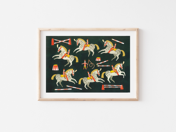 Carrousel  by Julie Brouant | DeCasa -ヨーロッパのアートポスターショップ | インテリアアート | カラフルアート | 海外ポスター | フランス | パリ | 馬術 | 馬 | 競技 | ブラック | レッド | おしゃれポスター | 可愛い