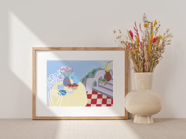 Strawberry Time by Frauke Schyroki | DeCasa -ヨーロッパのアート＆ポスターショップ | インテリアアート | カラフルアート | 海外ポスター | モダンアート | フルーツ | お花 | 食べ物 | おしゃれポスター