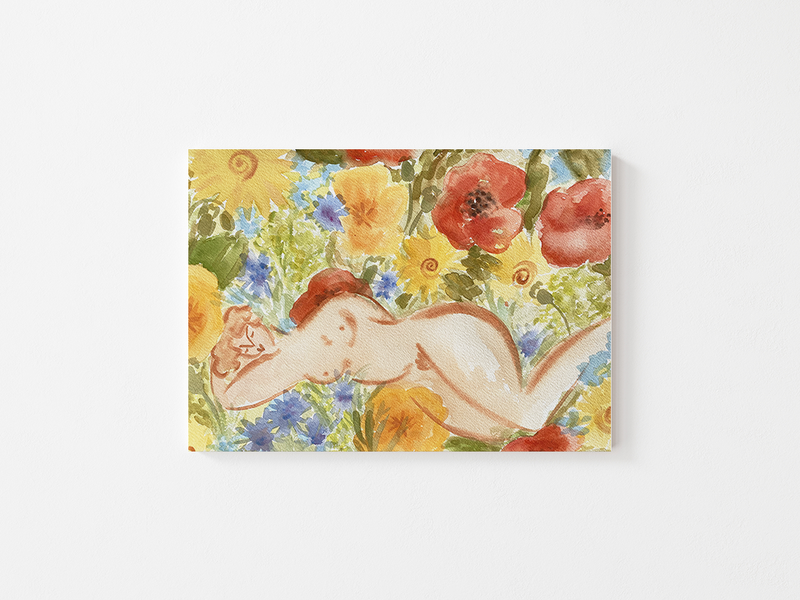 Wildflower Bed by Liv & Dom | DeCasa -ヨーロッパのアートポスターセレクトショップ | インテリアアート | 海外ポスター | モダンアート | おしゃれポスター | お花 | フラワー | ガーデン | 女性 |  夏 | イギリス