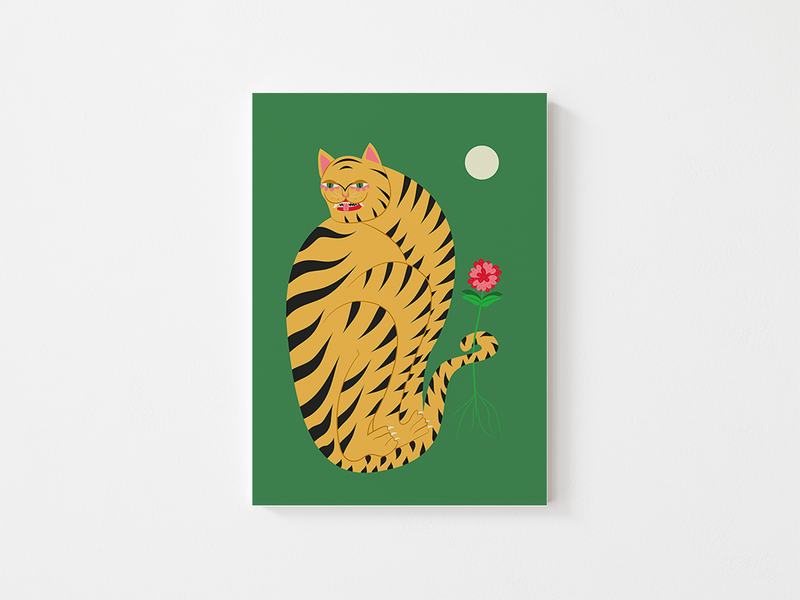 The tiger by Alba Blázquez | DeCasa -ヨーロッパのアートポスターセレクトショップ | インテリアアート | 海外ポスター | カラフル | おしゃれポスター  | ポップアート | トラ | グリーン | スペイン | マドリード