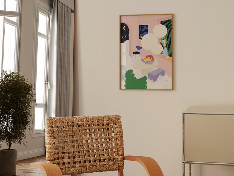 Living room Paper Shades by Frauke Schyroki | DeCasa -ヨーロッパのアート＆ポスターセレクトショップ | インテリアアート | カラフルアート | 海外ポスター | モダンアート | 現代アート | リビングルーム | おしゃれポスター