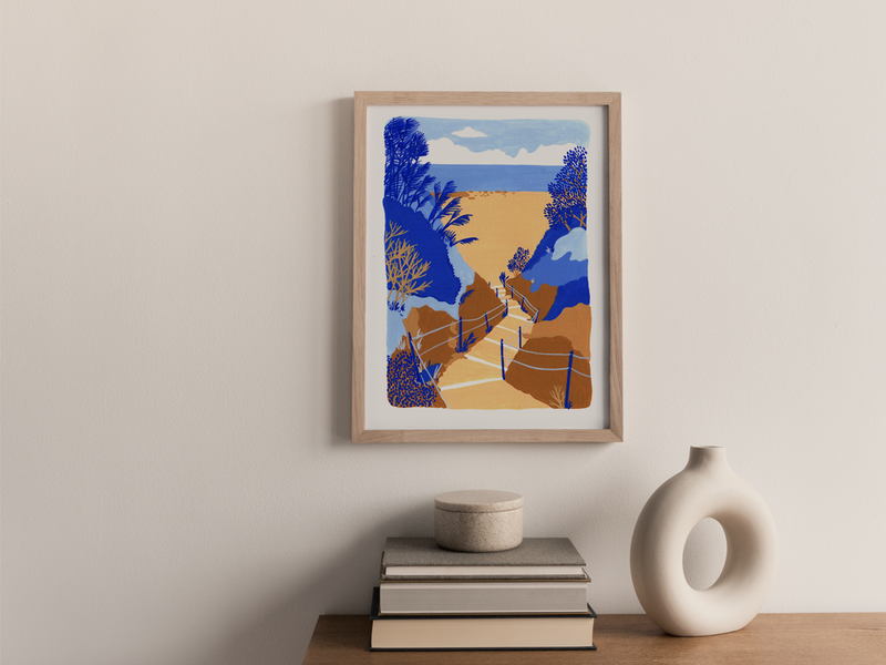 Vers la plage | ビーチへ by Mona Leu-Leu | DeCasa -ヨーロッパのアート＆ポスターショップ | インテリアアート | カラフルアート | 海外ポスター | ビーチ | ブルターニュ | フランス | グロワ島 | 風景画 | おしゃれポスター