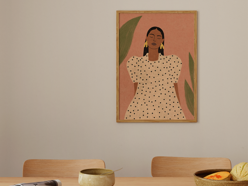 Agata by Feline Pessey | DeCasa -ヨーロッパのアート＆ポスターセレクトショップ | インテリアアート | 海外ポスター | モダンアート | おしゃれポスター | ファッション | イラスト | モロッコ | マラケシュ | オレンジ