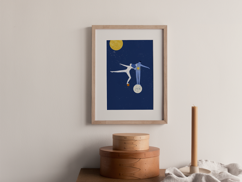 Planets by Cinzia Franceschini | DeCasa -ヨーロッパのアートポスターセレクトショップ | インテリアアート | 海外ポスター | モダンアート | おしゃれポスター | ミニマル | シンプル | ブルー | イタリア | ローマ