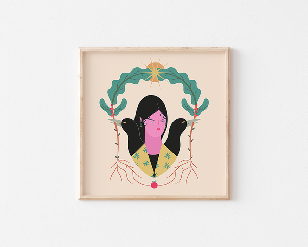 Birds on my mind by Alba Blázquez | DeCasa -ヨーロッパのアートポスターセレクトショップ | インテリアアート | 海外ポスター | カラフル | おしゃれポスター  | ポップアート | ベージュ | セルフラブ | スペイン | マドリード