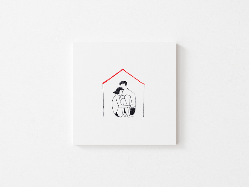 Home by Cinzia Franceschini | DeCasa -ヨーロッパのアート＆ポスターセレクトショップ | インテリアアート | 海外ポスター | モダンアート | おしゃれポスター | 正方形 | 家族 | おうち | ミニマル | イタリア | ローマ