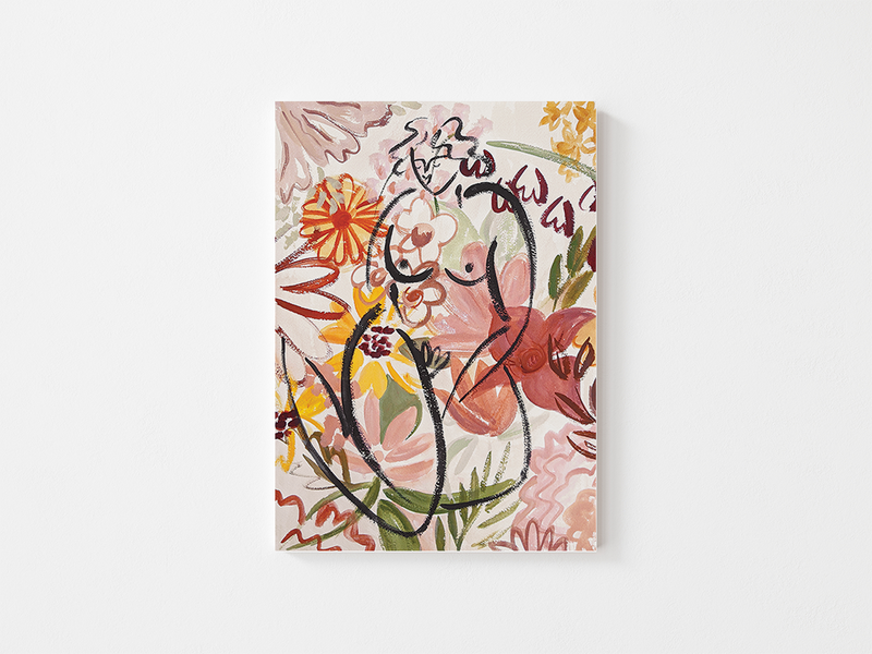 Warm floral Nude by Liv & Dom | DeCasa -ヨーロッパのアート＆ポスターショップ | インテリアアート | カラフルアート | 海外ポスター | モダンアート | おしゃれポスター | 女性 | イラスト | ラインアート | お花 | ナチュラル