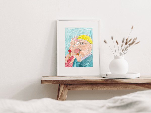 Papy Mamie Ice Cream by Marion Bretagne | DeCasa -ヨーロッパのアート＆ポスターショップ | インテリアアート | カラフルアート | 海外ポスター | モダンアート | イラスト | アイスクリーム | 食べ物 | おしゃれポスター