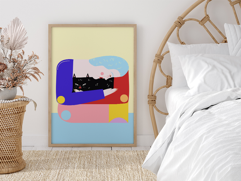 el gato（ねこ、ネコ、猫） by Alba Blázquez | DeCasa -ヨーロッパのアート＆ポスターショップ | 作者のAlbaは大の猫好き。こちらは猫の日（World Cat Day）を記念して描かれたアート作品