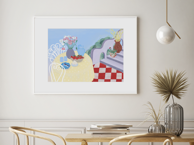 Strawberry Time by Frauke Schyroki | DeCasa -ヨーロッパのアート＆ポスターショップ | インテリアアート | カラフルアート | 海外ポスター | モダンアート | フルーツ | お花 | 食べ物 | おしゃれポスター