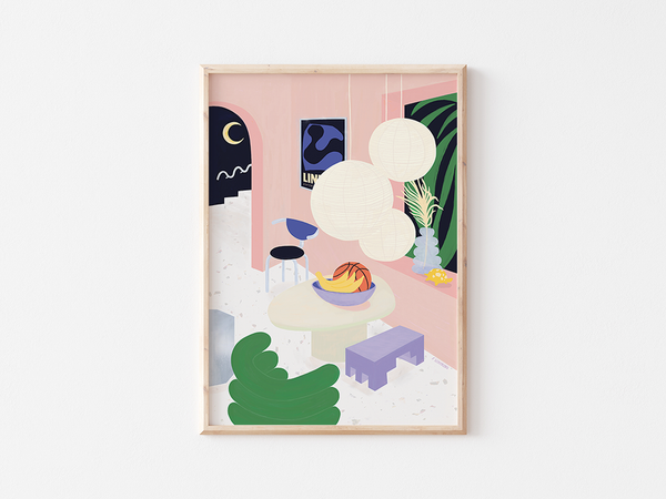 Living room Paper Shades by Frauke Schyroki | DeCasa -ヨーロッパのアート＆ポスターセレクトショップ | インテリアアート | カラフルアート | 海外ポスター | モダンアート | 現代アート | リビングルーム | おしゃれポスター
