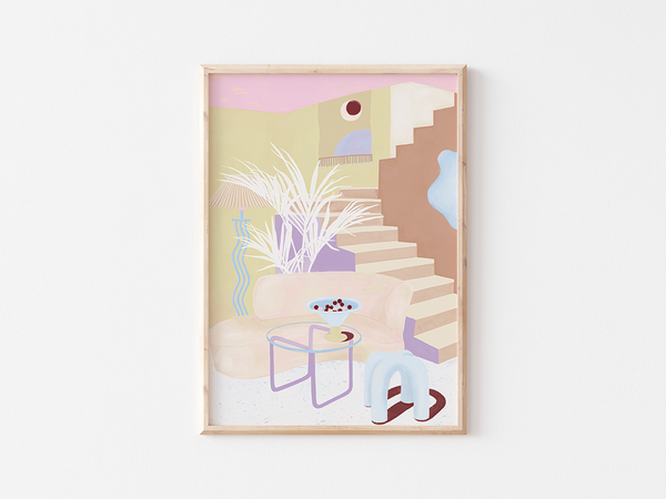 Stairs 2 by Frauke Schyroki | DeCasa -ヨーロッパのアート＆ポスターセレクトショップ | インテリアアート | カラフルアート | 海外ポスター | モダンアート | おしゃれポスター | パステル