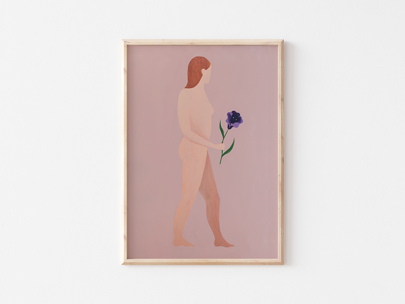The Panther Flower 『一輪』 by Mari Fedi | DeCasa -ヨーロッパのアート＆ポスターセレクトショップ | インテリアアート | カラフルアート | 海外ポスター | モダンアート | おしゃれポスター | 女性 | イラスト | セルフラブ | セルフケア