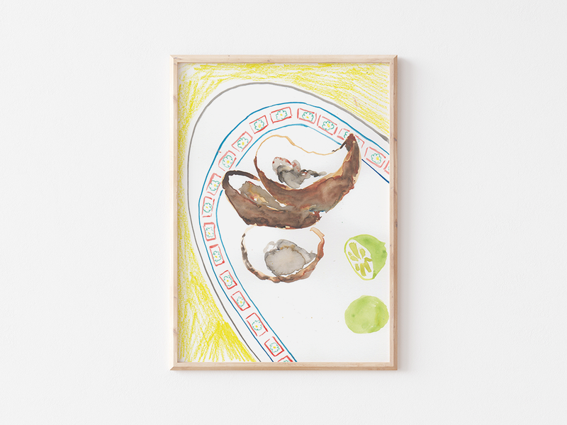 Lefty Oysters by Marion Bretagne | DeCasa -ヨーロッパのアート＆ポスターショップ | インテリアアート | カラフルアート | 海外ポスター | モダンアート | イラスト | オイスター | 食べ物 | おしゃれポスター