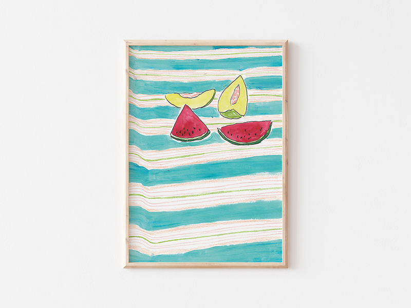 Melon de Palermo by Marion Bretagne | DeCasa -ヨーロッパのアート＆ポスターショップ  | インテリアアート | カラフルアート | 海外ポスター | モダンアート | おしゃれポスター | イタリア | イラスト | シチリア | スイカ | 夏